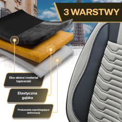 Pokrowce samochodowe Paris skórzane ergonomiczne komplet Beżowe