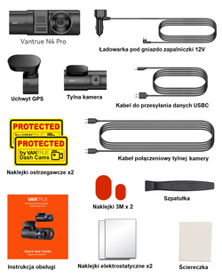 Rejestrator jazdy VANTRUE Vantrue N4 PRO 3CH 3 KAMERY PRÓD TYŁ WNĘTRZE