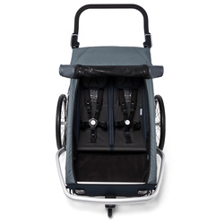 Przyczepka rowerowa dla dwójki dzieci, wózek spacerowy 2w1 Croozer Kid Vaaya 2 Graphite Blue