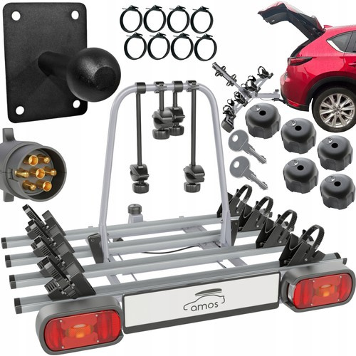 Zestaw bagażnik rowerowy na hak Amos Tytan 4 rowery 7PIN 75KG + wieszak na hak