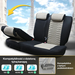 Pokrowce samochodowe Paris skórzane ergonomiczne komplet Beżowe