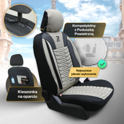 Pokrowce samochodowe Paris skórzane ergonomiczne komplet Beżowe