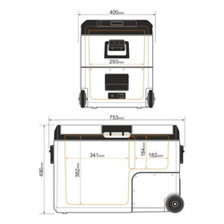Lodówka turystyczna z kompresorem Yolco TCX50 Carbon 52L 12V 24V 240V + bateria modułowa