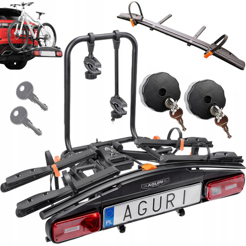 Aguri Active Bike 3 E-BIKE bagażnik rowerowy na hak na 3 rowery elektryczne black