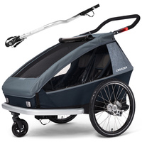 Przyczepka rowerowa dla dwójki dzieci, wózek spacerowy 2w1 Croozer Kid Vaaya 2 Graphite Blue