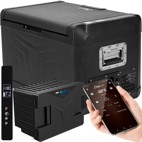 Lodówka turystyczna z kompresorem Yolco GCX37 Black 37L 12V 24V 240V + bateria modułowa Yolco 15600 mAh