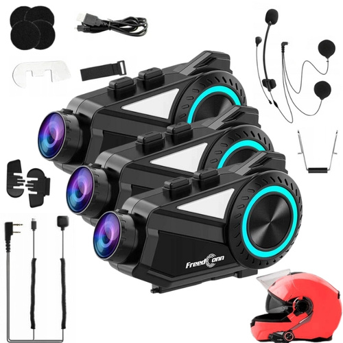 3x Interkom motocyklowy Freedconn R3 z nagrywaniem konferencja radio freedconn język pl