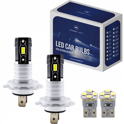 Żarówki LED Marba Light H7 6000K Białe 1:1 Oryginalny Rozmiar