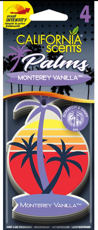 4x California Car Scents Zapach samochodowy zawieszka Palm Monterey Vanilla