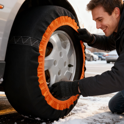 Łańcuchy śniegowe tekstylne AZILO Snow Socks rozmiar XXL TUV GS O-NORM + skrobaczka do szyb / FERIE2025