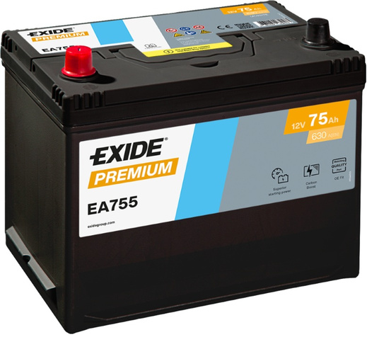 Akumulator Exide EA755 75Ah 630A L+ 12.0 V