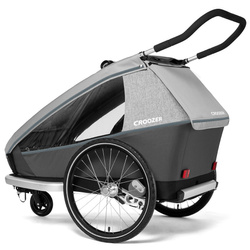 Przyczepka rowerowa dla dwójki dzieci, wózek spacerowy 2w1 Croozer Kid Keeke 2 Stone Grey