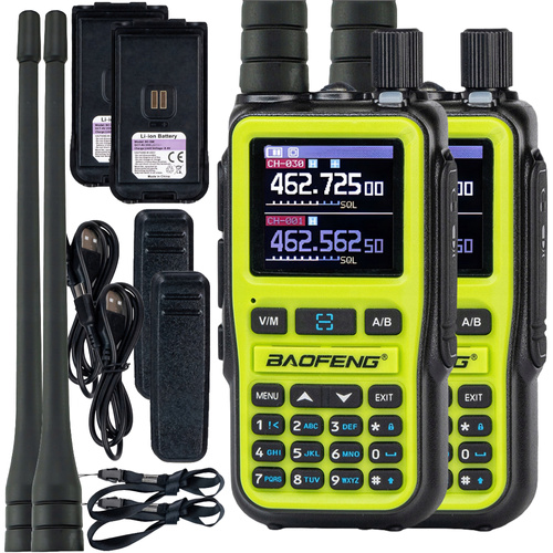 2x Krótkofalówka Radiotelefon Walkie-talkie VHF UHF PASMO LOT Baofeng UV-5R EU MINI GREEN