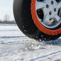 Łańcuchy śniegowe tekstylne AZILO Snow Socks rozmiar XXL TUV GS O-NORM + skrobaczka do szyb