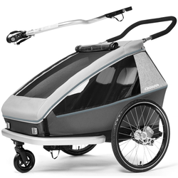 Przyczepka rowerowa dla dwójki dzieci, wózek spacerowy 2w1 Croozer Kid Keeke 2 Stone Grey