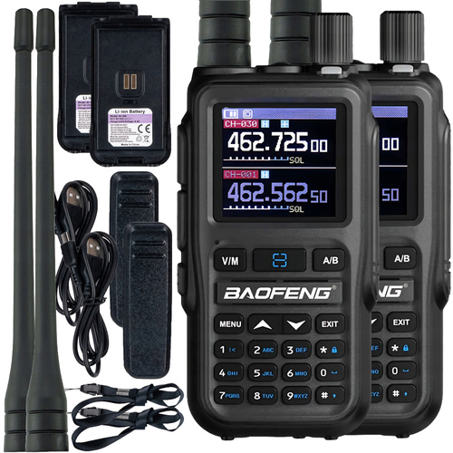 2x Krótkofalówka Radiotelefon Walkie-talkie VHF UHF PASMO LOT Baofeng UV-5R EU MINI GREY