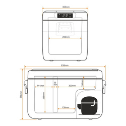 Lodówka turystyczna z kompresorem Yolco KX30 Sand 25L 12V 24V 240V + adapter baterii modułowej Yolco SC/SX