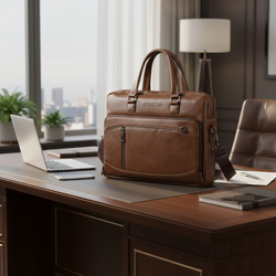 Klasyczna biznesowa torba męska na laptopa 15,6'' cala z Eco Skóry Baltan Office brązowa