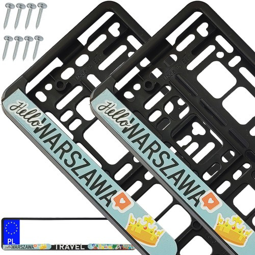2x Ramka pod tablicę rejestracyjną 4D TRAVEL Hello Warszawa