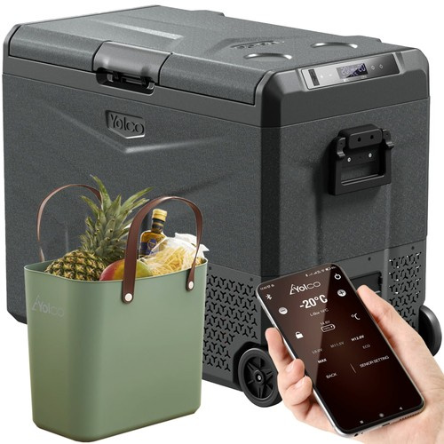 Lodówka turystyczna z kompresorem Yolco TCX60 Carbon 63L 12V 24V 240V + torba na zakupy