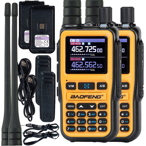 2x Krótkofalówka Radiotelefon Walkie-talkie VHF UHF PASMO LOT Baofeng UV-5R EU MINI ORANGE