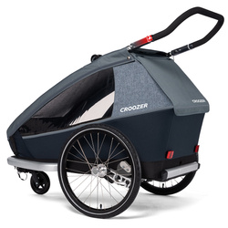 Przyczepka rowerowa dla dwójki dzieci, wózek spacerowy 2w1 Croozer Kid Vaaya 2 Graphite Blue
