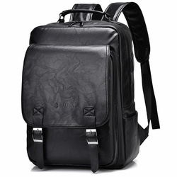 Elegancki plecak męski z ekoskóry na laptopa 15,6'' cala z Eco Skóry Baltan Classic czarny