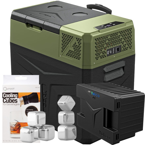 Lodówka turystyczna z kompresorem Yolco BCX50 GREEN 47L + bateria modułowa + kostki lodu