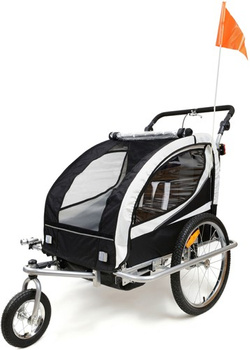 Przyczepka rowerowa z amortyzatorem 2-osobowa +JOGGER czarna + gratis