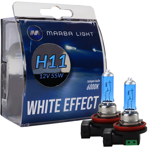 Żarówki h11 12v 55w marba light white effect super zimne białe światło
