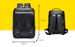 Elegancki plecak męski z ekoskóry na laptopa 15,6'' cala z Eco Skóry Baltan Classic czarny