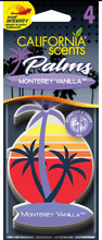 4x California Car Scents Zapach samochodowy zawieszka Palm Monterey Vanilla