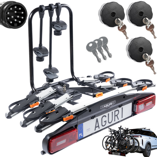 Aguri Active Bike PRO 3+1 Silver Bagażnik rowerowy na hak do przewozu 4 rowerów