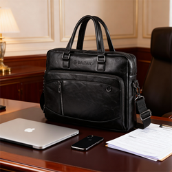 Klasyczna biznesowa torba męska na laptopa 15,6'' cala z Eco Skóry Baltan Office czarna
