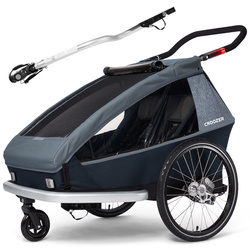 Przyczepka rowerowa dla dwójki dzieci, wózek spacerowy 2w1 Croozer Kid Vaaya 2 Graphite Blue