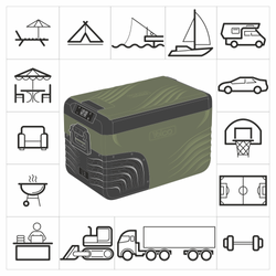 Lodówka turystyczna z kompresorem Yolco KX30 Green 25L 12V 24V 240V + bateria modułowa Yolco SC4B 15600 mAh