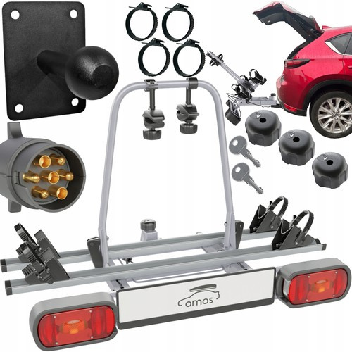 ZESTAW Bagażnik rowerowy na hak Amos Tytan 2 rowery 7PIN 75KG + Wieszak na hak