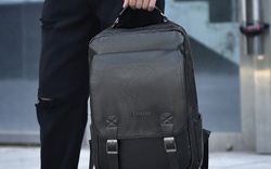 Elegancki plecak męski z ekoskóry na laptopa 15,6'' cala z Eco Skóry Baltan Classic czarny