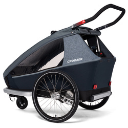 Przyczepka rowerowa dla dwójki dzieci, wózek spacerowy 2w1 Croozer Kid Vaaya 2 Graphite Blue