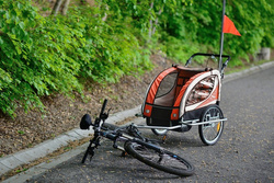 Przyczepka rowerowa z amortyzatorem 2-osobowa +JOGGER czerwona