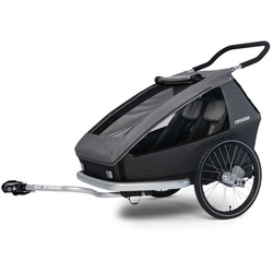 Przyczepka rowerowa dla dwójki dzieci, wózek spacerowy 2w1 Croozer Kid Keeke 2 Mountain Grey