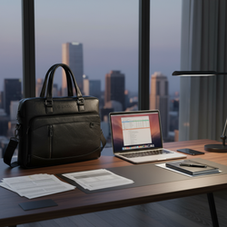 Klasyczna biznesowa torba męska na laptopa 15,6'' cala z Eco Skóry Baltan Office czarna