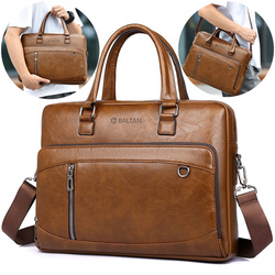 Klasyczna biznesowa torba męska na laptopa 15,6'' cala z Eco Skóry Baltan Office brązowa