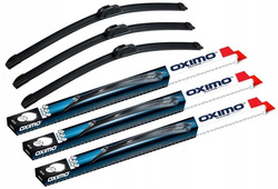 Zestaw uniwersalnych wycieraczek samochodowych bezszkieletowych Oximo WU525 + WU475 + WR510360 + gratis zapach