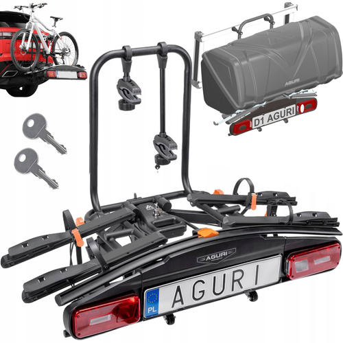 Aguri Active Bike 2 E-Bike Black + BOX 380L + uchwyt na narty 400 mm
