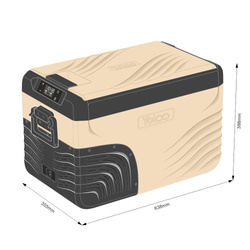 Lodówka turystyczna z kompresorem Yolco KX30 Sand 25L 12V 24V 240V + adapter baterii modułowej Yolco SC/SX
