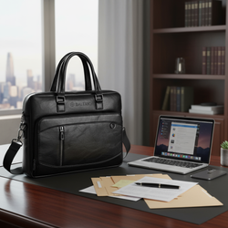 Klasyczna biznesowa torba męska na laptopa 15,6'' cala z Eco Skóry Baltan Office czarna
