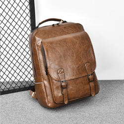 Elegancki plecak męski z ekoskóry na laptopa 15,6'' cala z Eco Skóry Baltan Classic brązowy