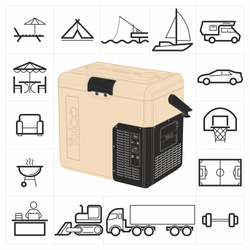 Lodówka turystyczna z kompresorem Yolco ET18 SAND 17L Bluetooth 5.0 + bateria modułowa