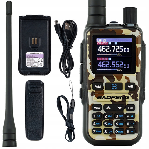 Krótkofalówka Radiotelefon Walkie-talkie  VHF UHF PASMO LOT Baofeng UV-5R EU MINI CAMO
